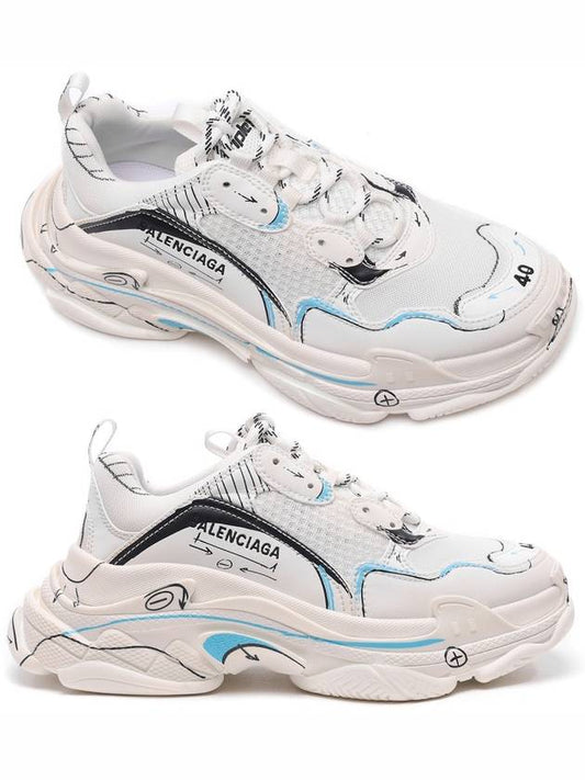 Luxury Balenciaga Triple S Sketch All Over Logo Low Top Sneakers White