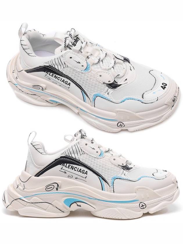 Luxury Balenciaga Triple S Sketch All Over Logo Low Top Sneakers White