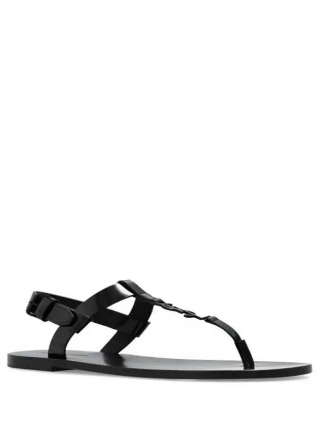 Luxury Saint Laurent Cassandre Flip Flops Black