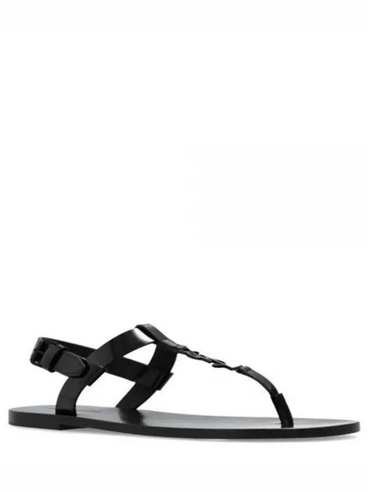 Luxury Saint Laurent Cassandre Flip Flops Black