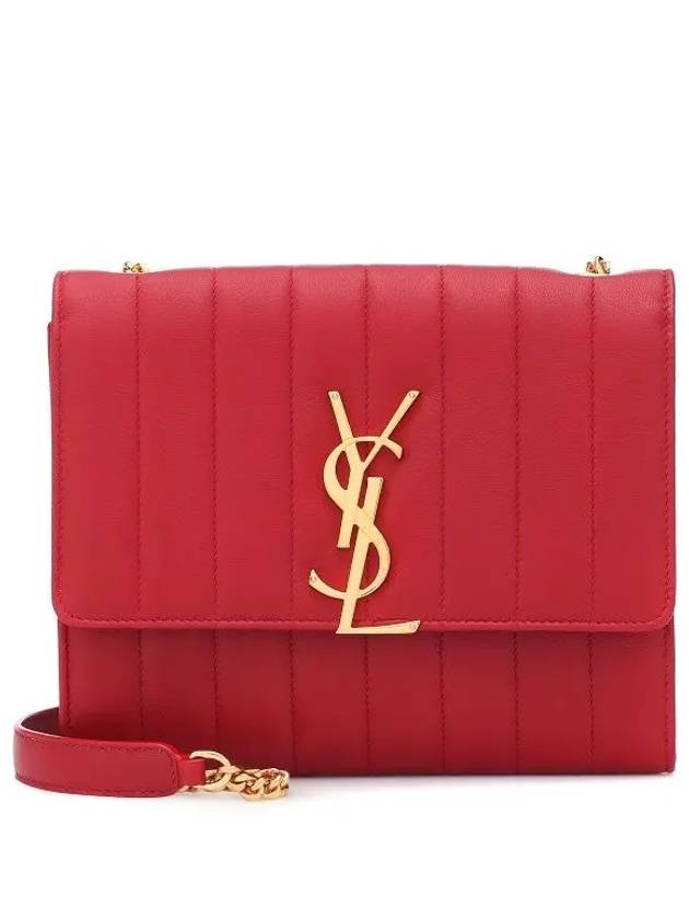 Luxury Saint Laurent Monogram Vicky Mini Shoulder Bag Red