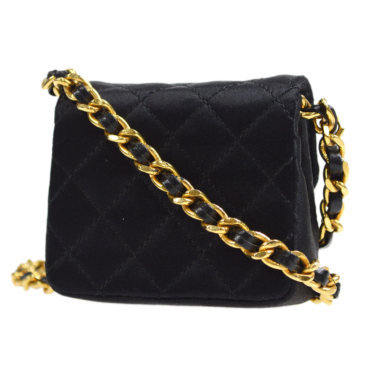 Luxury Chanel Classic Flap Micro Black Satin