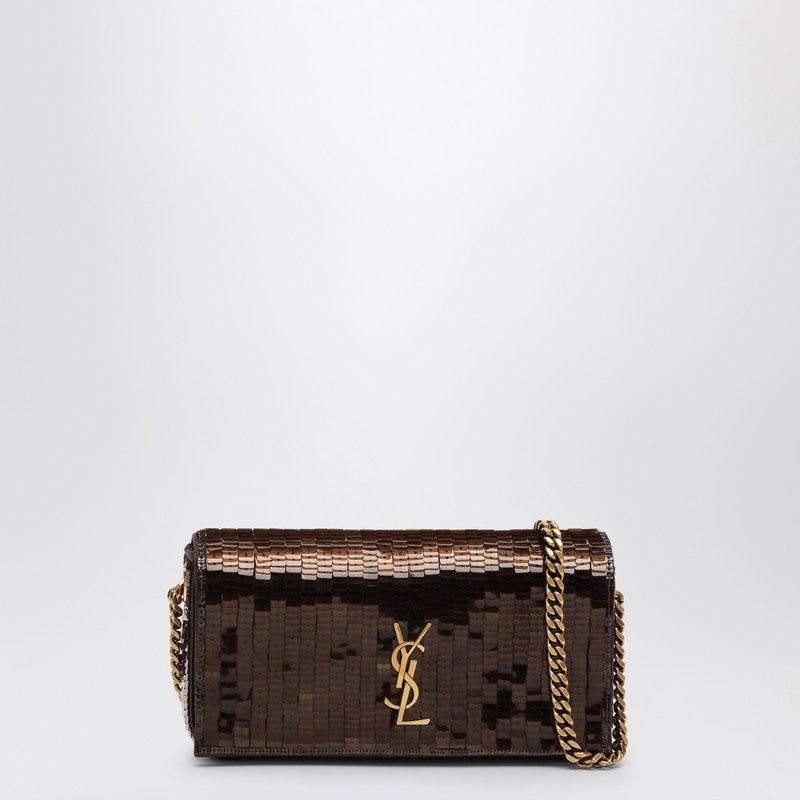 Luxury Saint Laurent Women's Mini Kate 99 Bag With Sequins in Brown | 788196FADHA