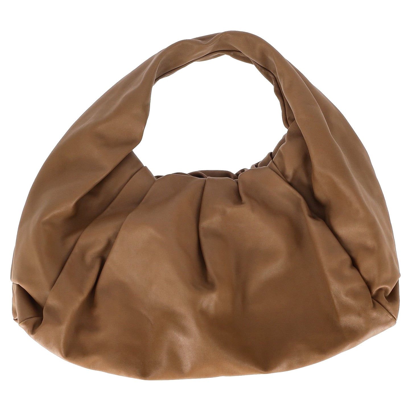 Luxury Bottega Veneta Maxi Shoulder Pouch Bag in Brown Leather