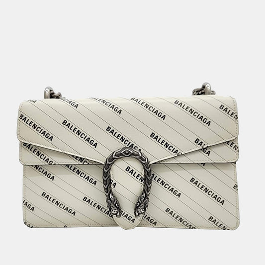 Gucci x Luxury Balenciaga White Leather The Hacker Project  Dionysus bag