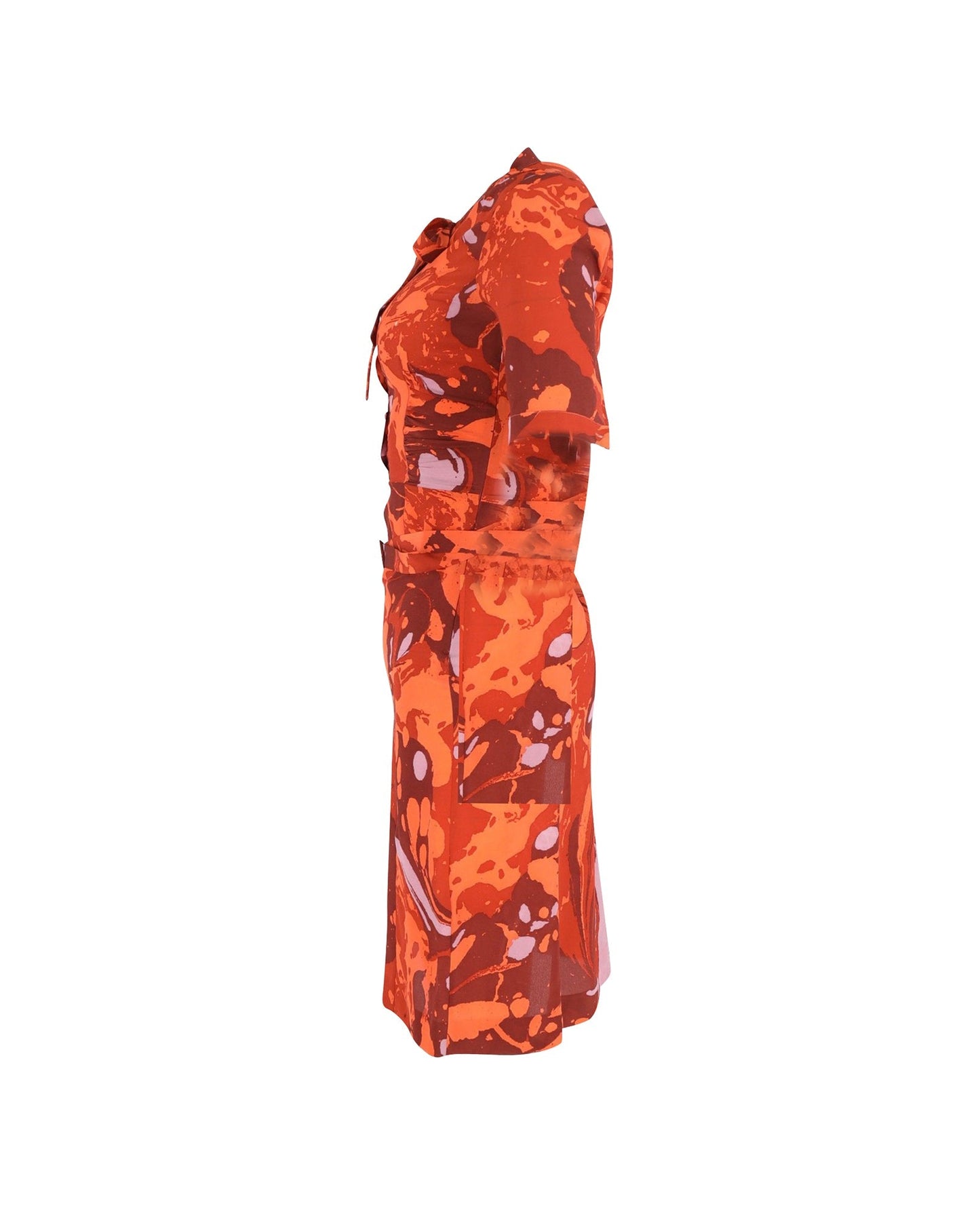 Luxury Bottega Veneta Abstract Print Tie-Neck Knee-Length Dress in Multicolor Silk