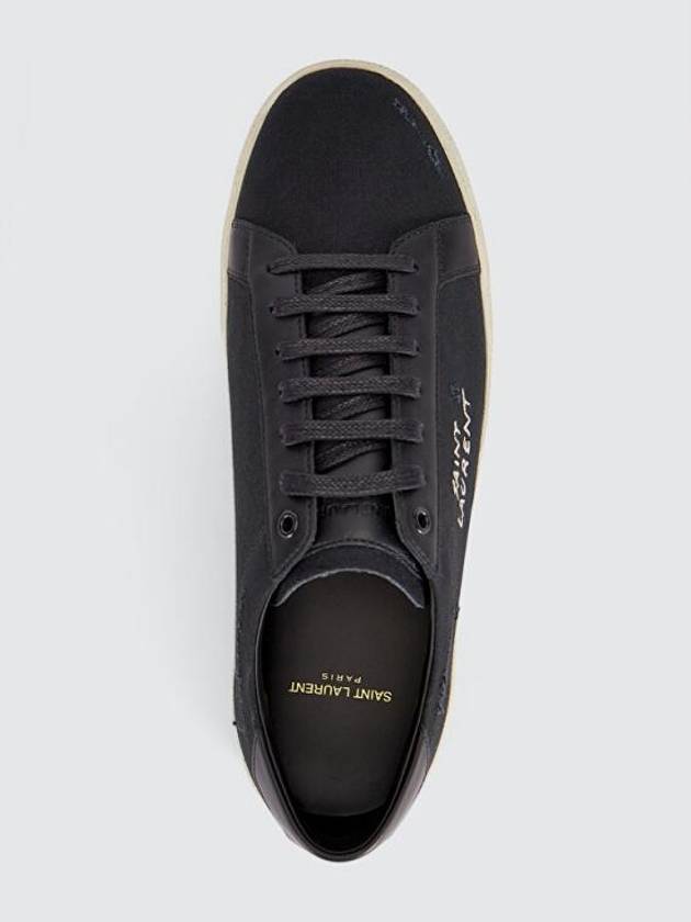 Luxury Saint Laurent Court Classic SL06 Canvas Smooth Leather Low Top Sneakers Black