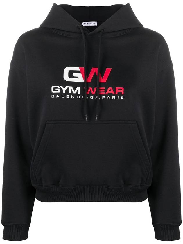Luxury Balenciaga Gymwear Logo Cotton Hoodie Black