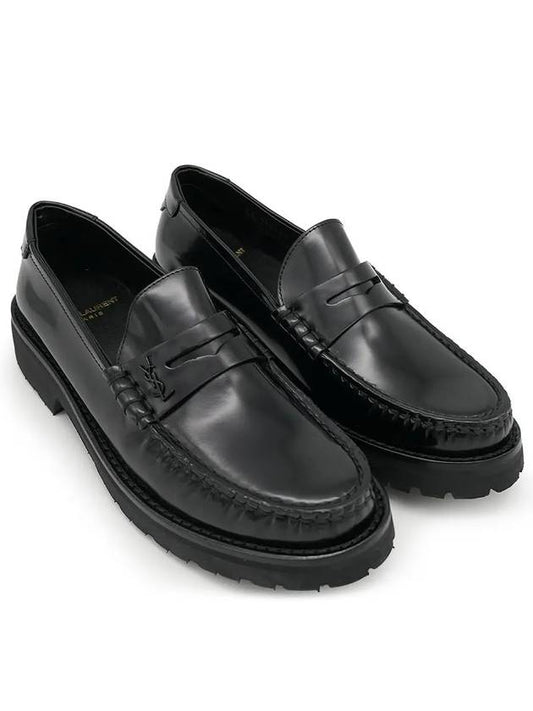 Luxury Saint Laurent Women's Chunky Penny Slippers Smooth Leather Loafers Black