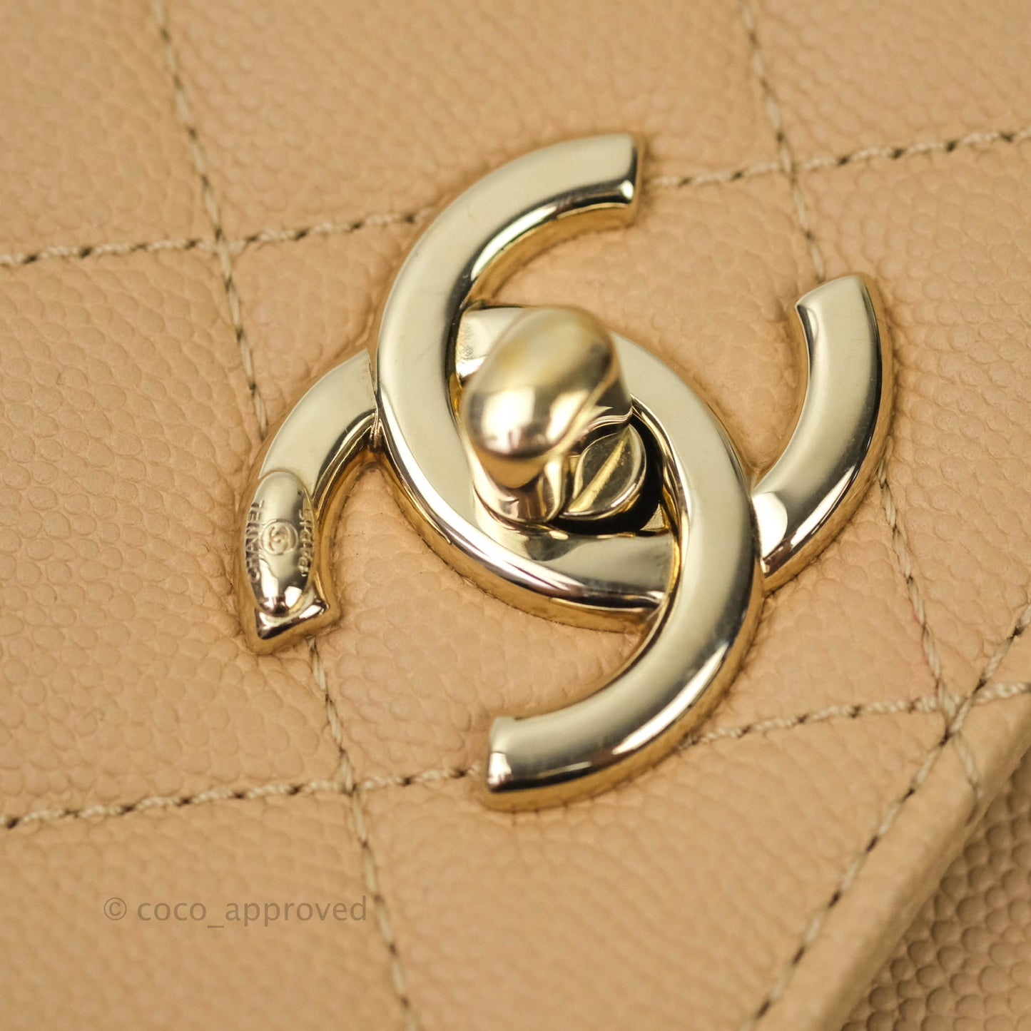 Chanel Quilted Small Business Affinity Flap Beige Caviar Light Gold Hardware