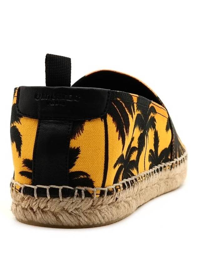 Luxury Saint Laurent Palm Tree Print Fabric Espadrilles Yellow
