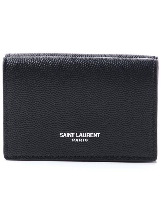 Luxury Saint Laurent Tiny Peblogo Trifold Half Wallet Black