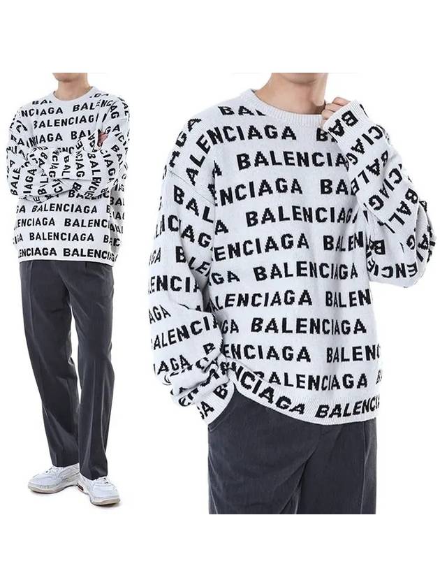 Luxury Balenciaga All-Over Logo Sweatshirt White
