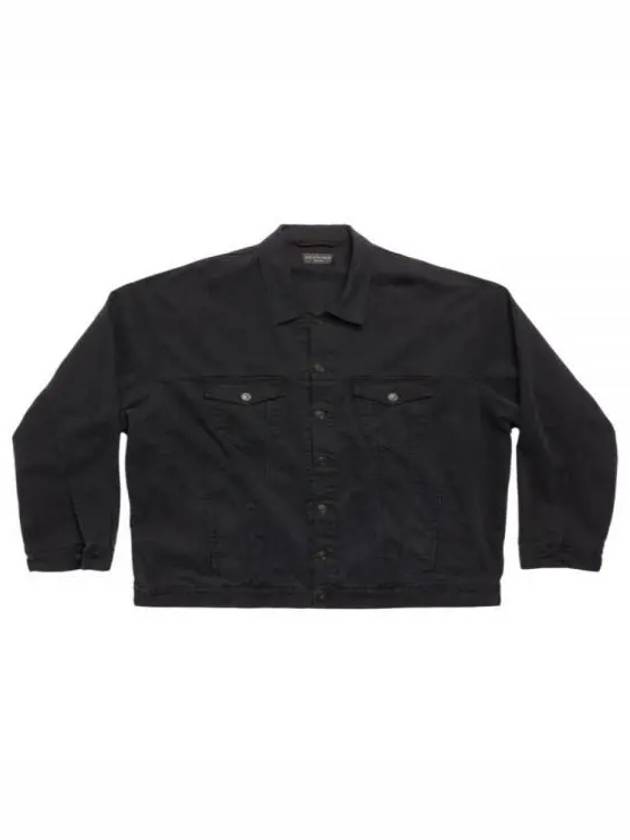 Luxury Balenciaga Back Taped Denim Jacket Black