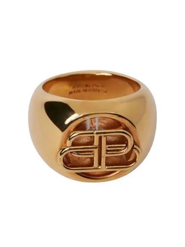 Luxury Balenciaga BB Signet Ring Gold