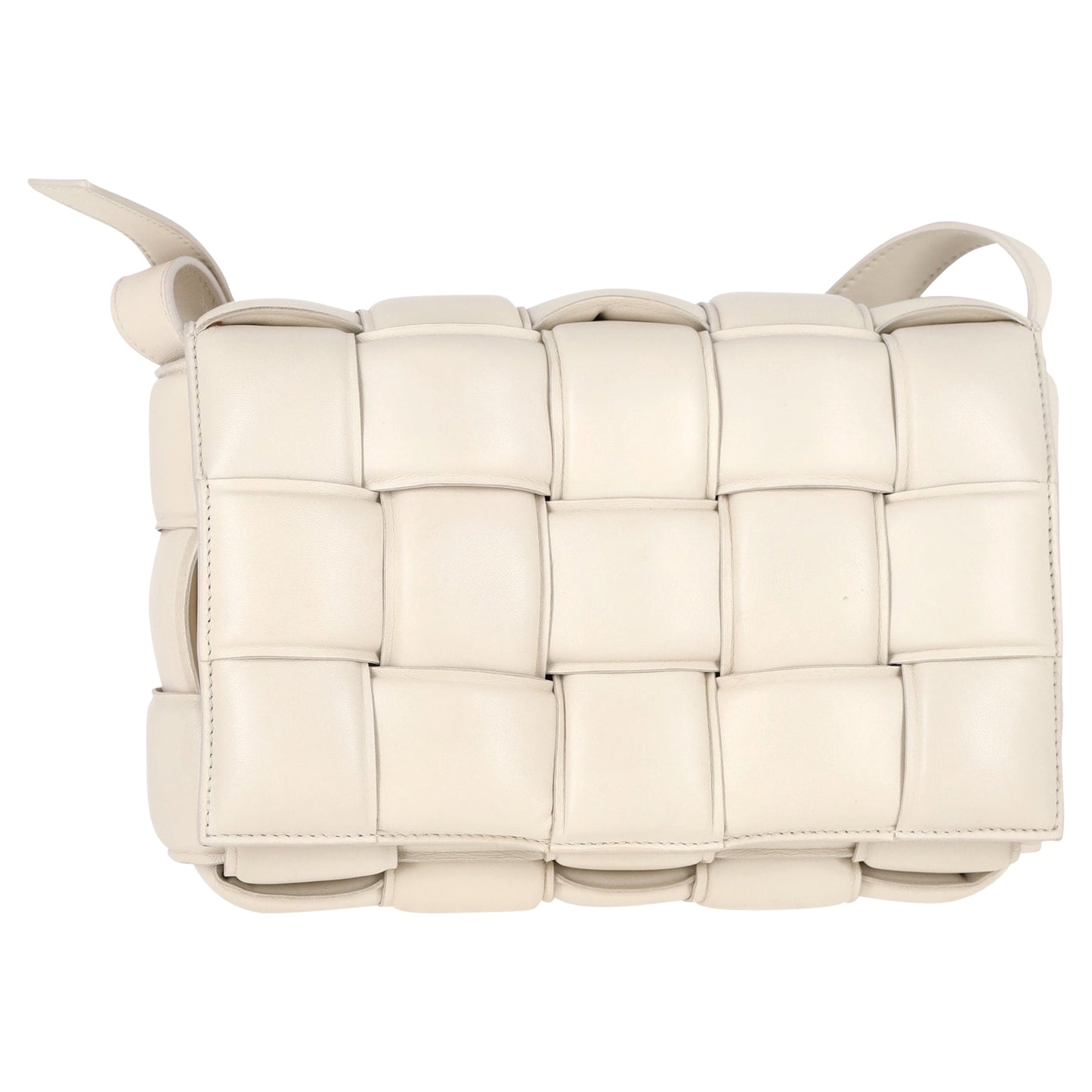 Luxury Bottega Veneta Padded Cassette Bag in White Lambskin Leather