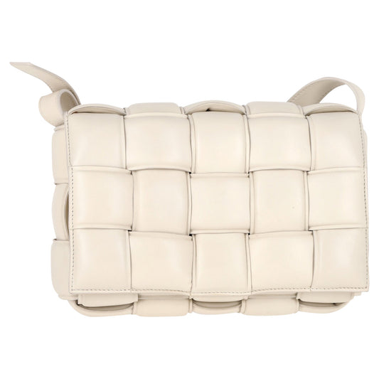 Luxury Bottega Veneta Padded Cassette Bag in White Lambskin Leather
