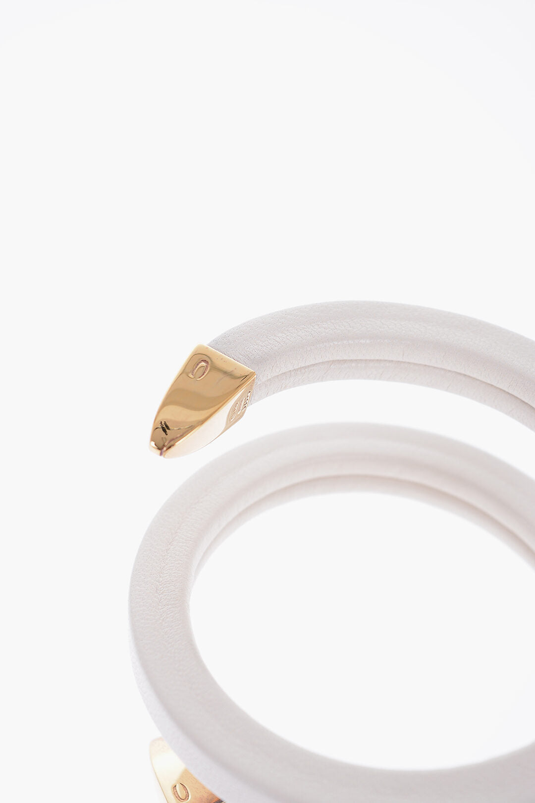 Luxury Bottega Veneta Soft Leather Spiral Bracelet with Golden Details