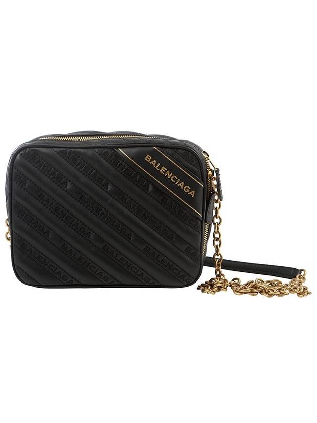 Luxury Balenciaga Blanket Reporter Chain Cross Bag Black