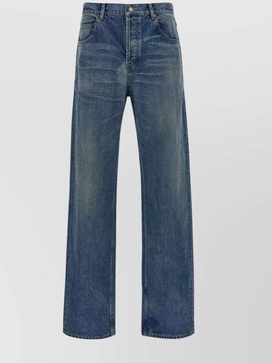 Luxury Saint Laurent Mid Rise Baggy Jeans Blue