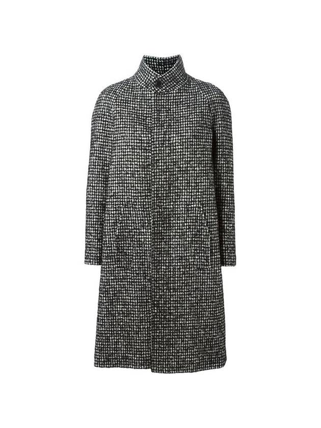 Luxury Saint Laurent Houndstooth Wool Single Coat Grey