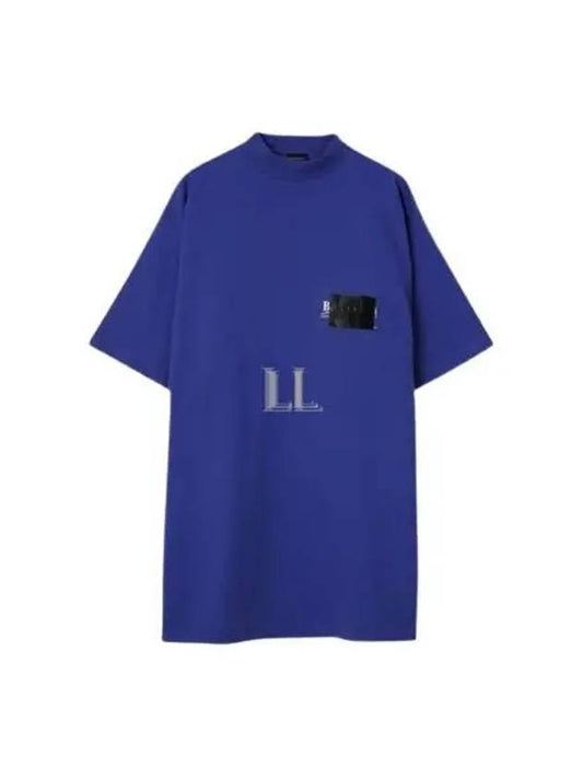 Luxury Balenciaga Gaffer Political Campaign Short Sleeve T-Shirt Blue