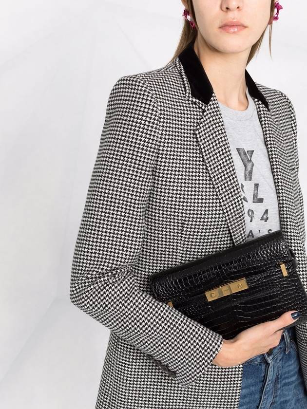 Luxury Saint Laurent Manhattan Crocodile Small Shoulder Bag Black