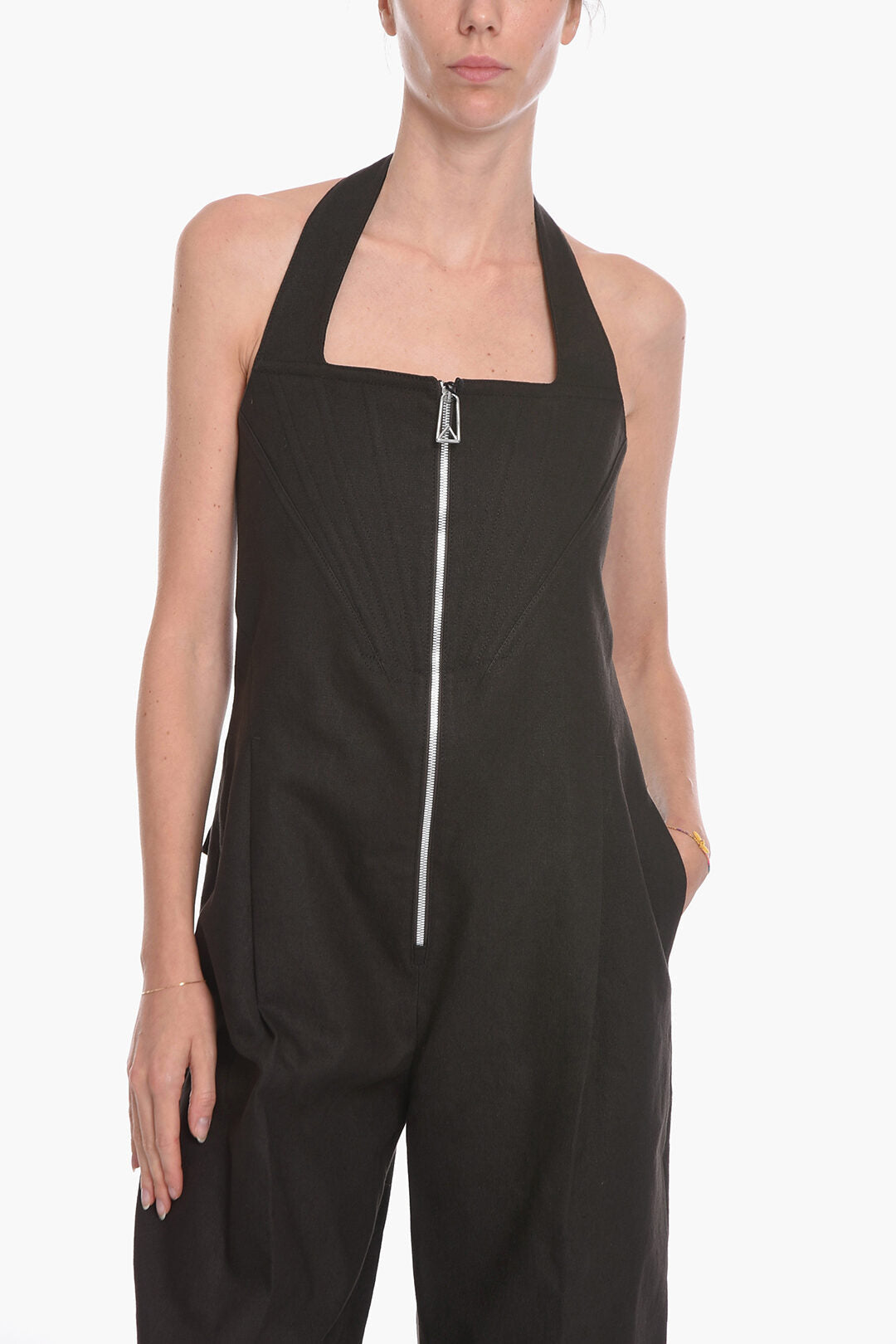 Luxury Bottega Veneta SALON 01 Stretch-linen Halterneck Jumpsuit with Bodice