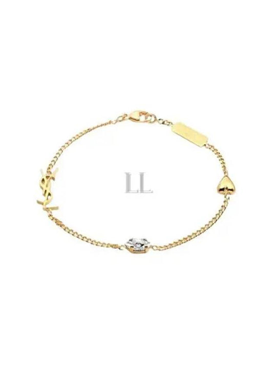 Luxury Saint Laurent Opyum Heart Chain Bracelet Gold