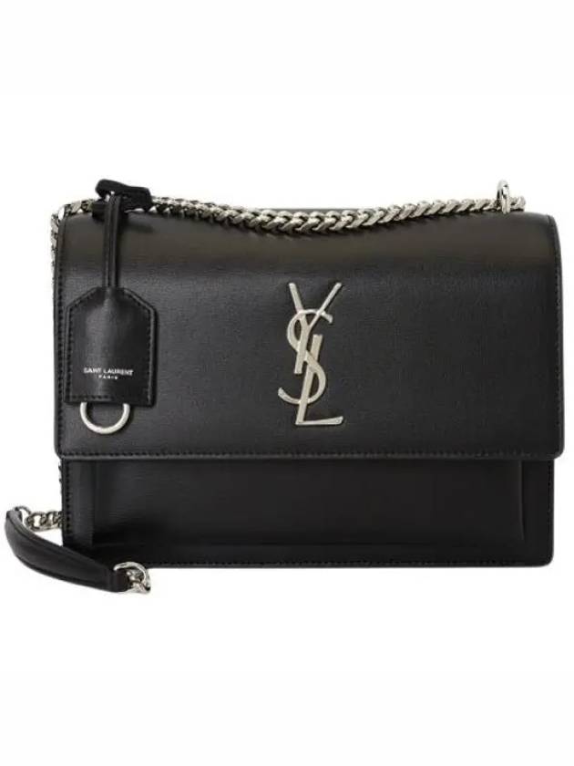 Luxury Saint Laurent Sunset Monogram Medium Shoulder Bag Black