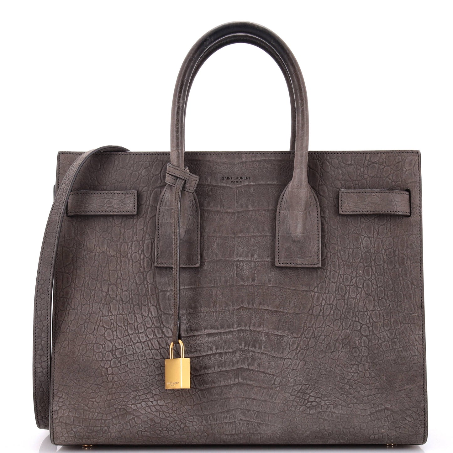 Luxury Saint Laurent Sac de Jour Bag Crocodile Embossed Nubuck Small