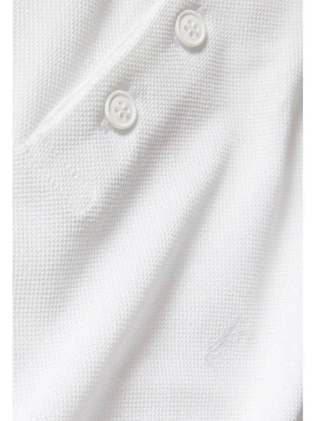 Luxury Saint Laurent Embroidery Logo Short Sleeve Polo Shirt White