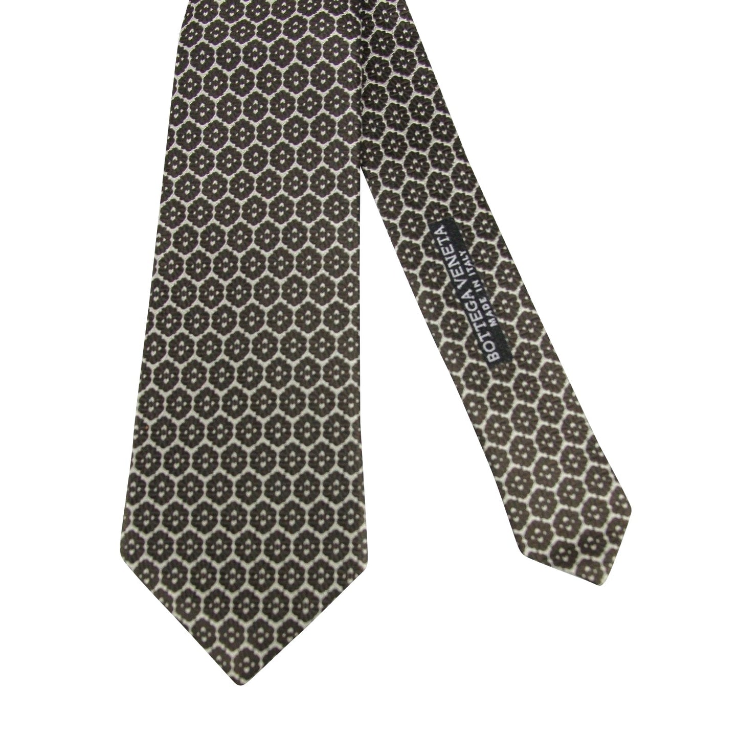 Luxury Bottega Veneta Men's Flower Print Silk Woven Tie