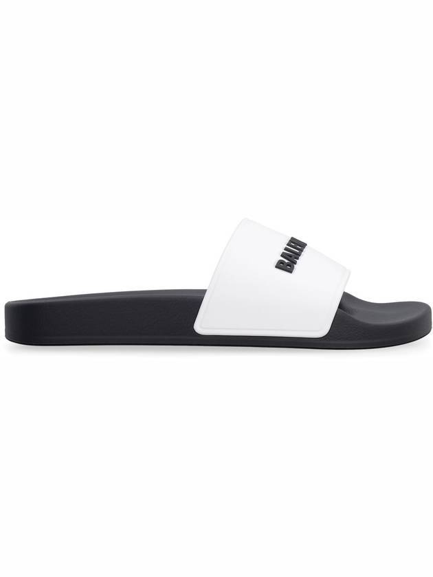 Luxury Balenciaga Embossed Logo Band Slippers White Black