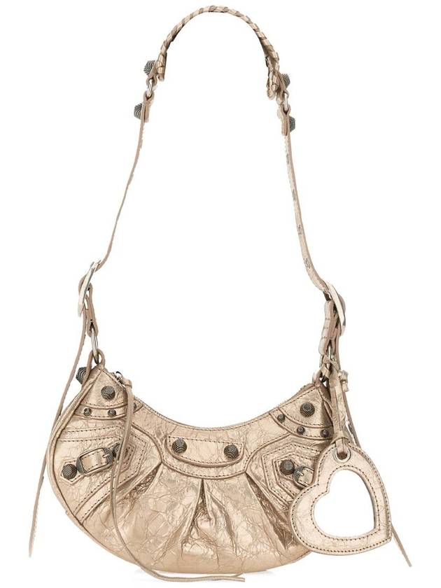 Luxury Balenciaga Metallic Le Cagol XS Lambskin Shoulder Bag Metallic Beige