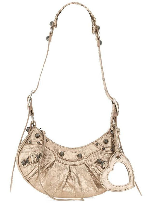 Luxury Balenciaga Metallic Le Cagol XS Lambskin Shoulder Bag Metallic Beige