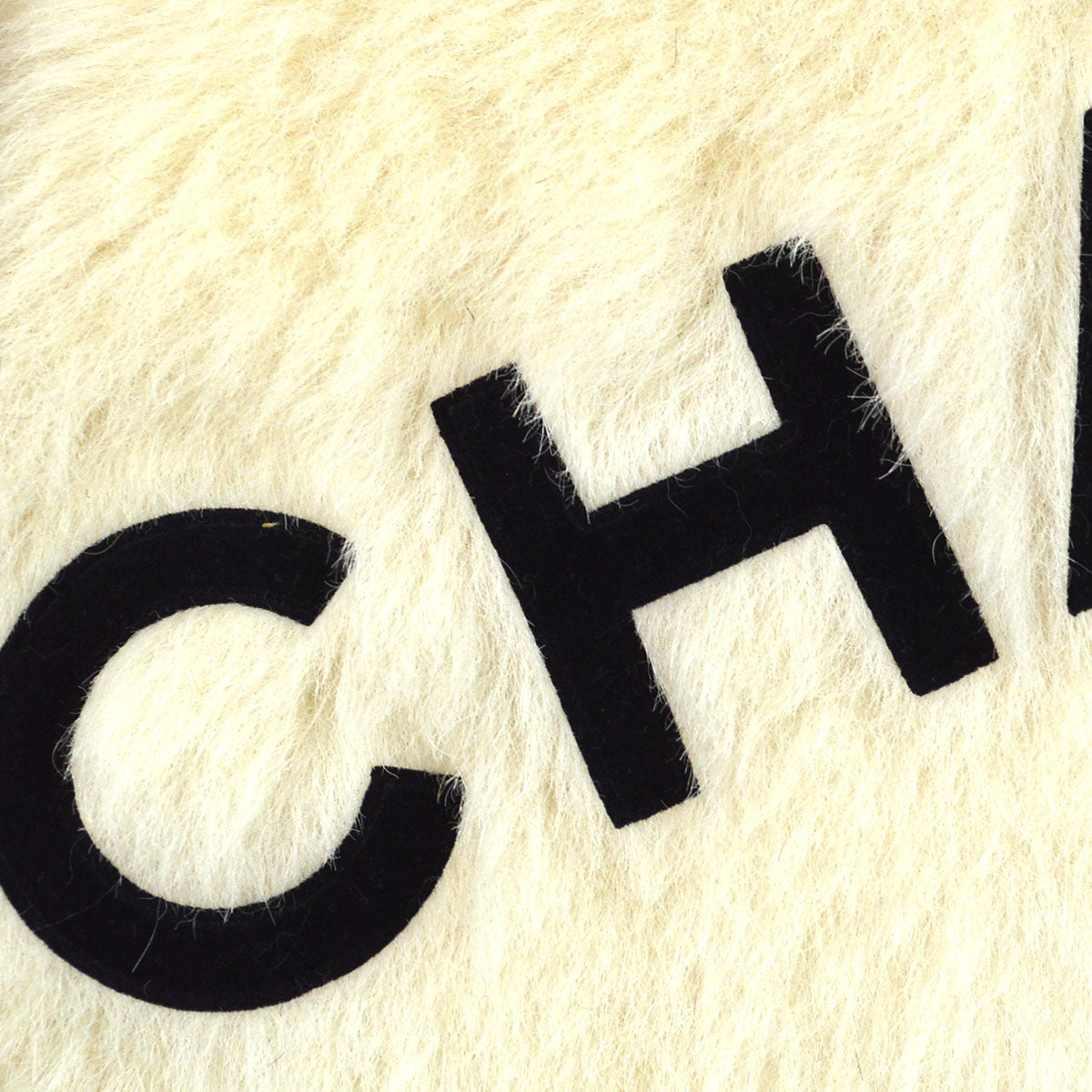 Luxury Chanel 1994 Ivory Faux Fur Logo Arm Warmer Bag
