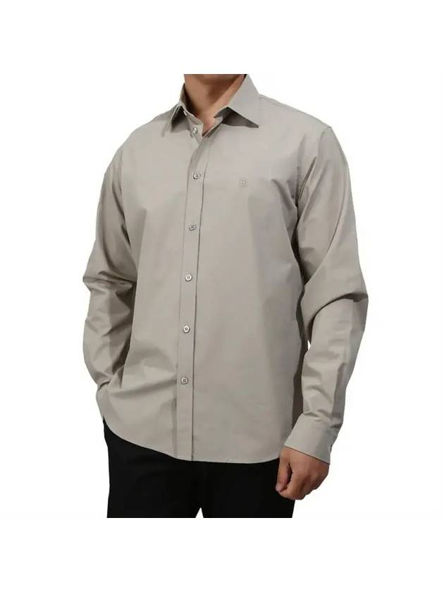 Luxury Balenciaga Embroidered Logo Long Sleeve Shirt Beige