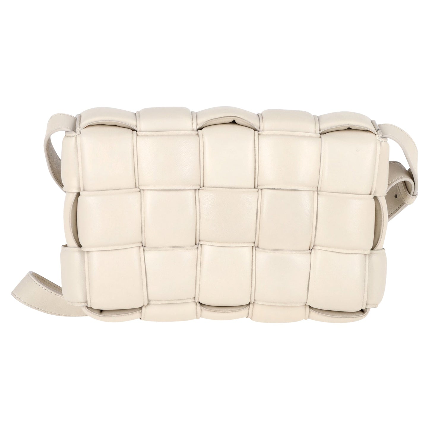 Luxury Bottega Veneta Padded Cassette Bag in White Lambskin Leather