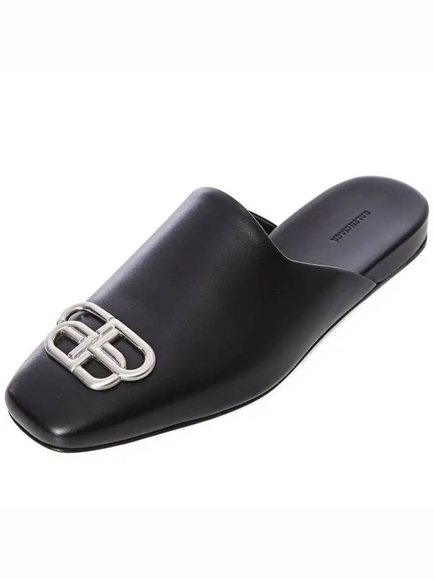 Luxury Balenciaga Cosy BB Logo Mules Black
