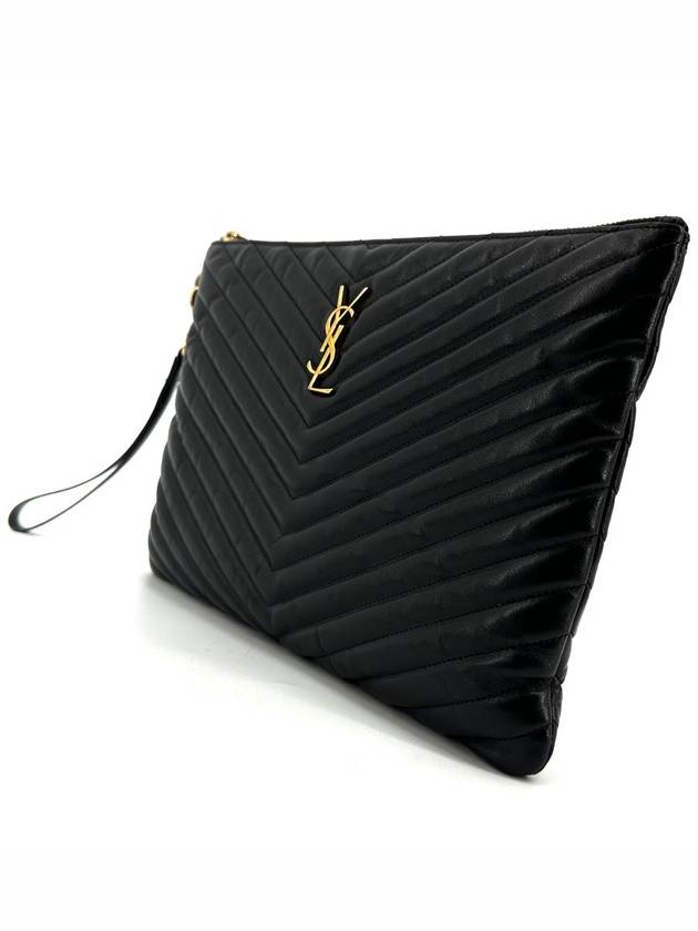 Luxury Saint Laurent Monogram silver clutch new medium 559193