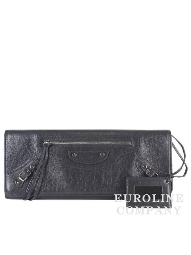 Luxury Balenciaga Classic Leather Clutch Bag Grease Fosil