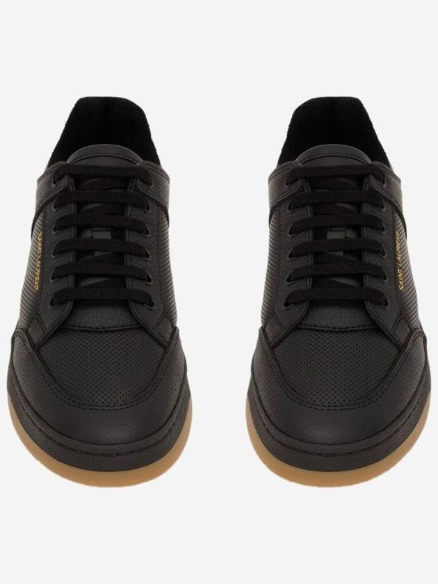 Luxury Saint Laurent SL 61 Logo Signature Leather Low Top Sneakers Black