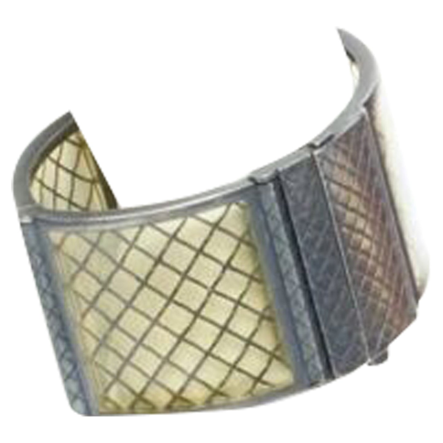 Luxury Bottega Veneta silver pale plexi cuff bracelet