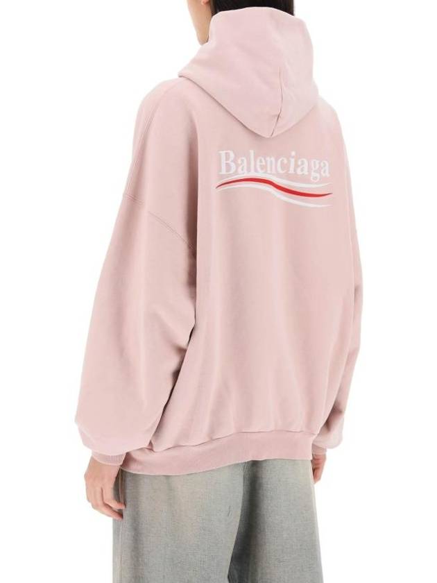 Luxury Balenciaga Embroidered Logo Cotton Hoodie Light Pink