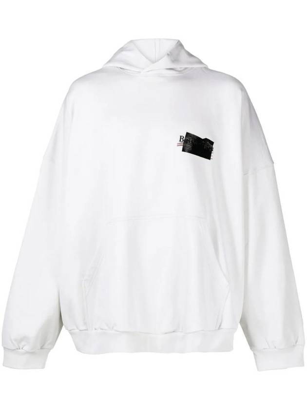 Luxury Balenciaga Logo Tape Hoodie White
