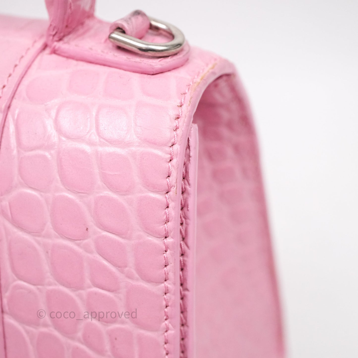 Balenciaga Small Hourglass Embossed Bag Pink