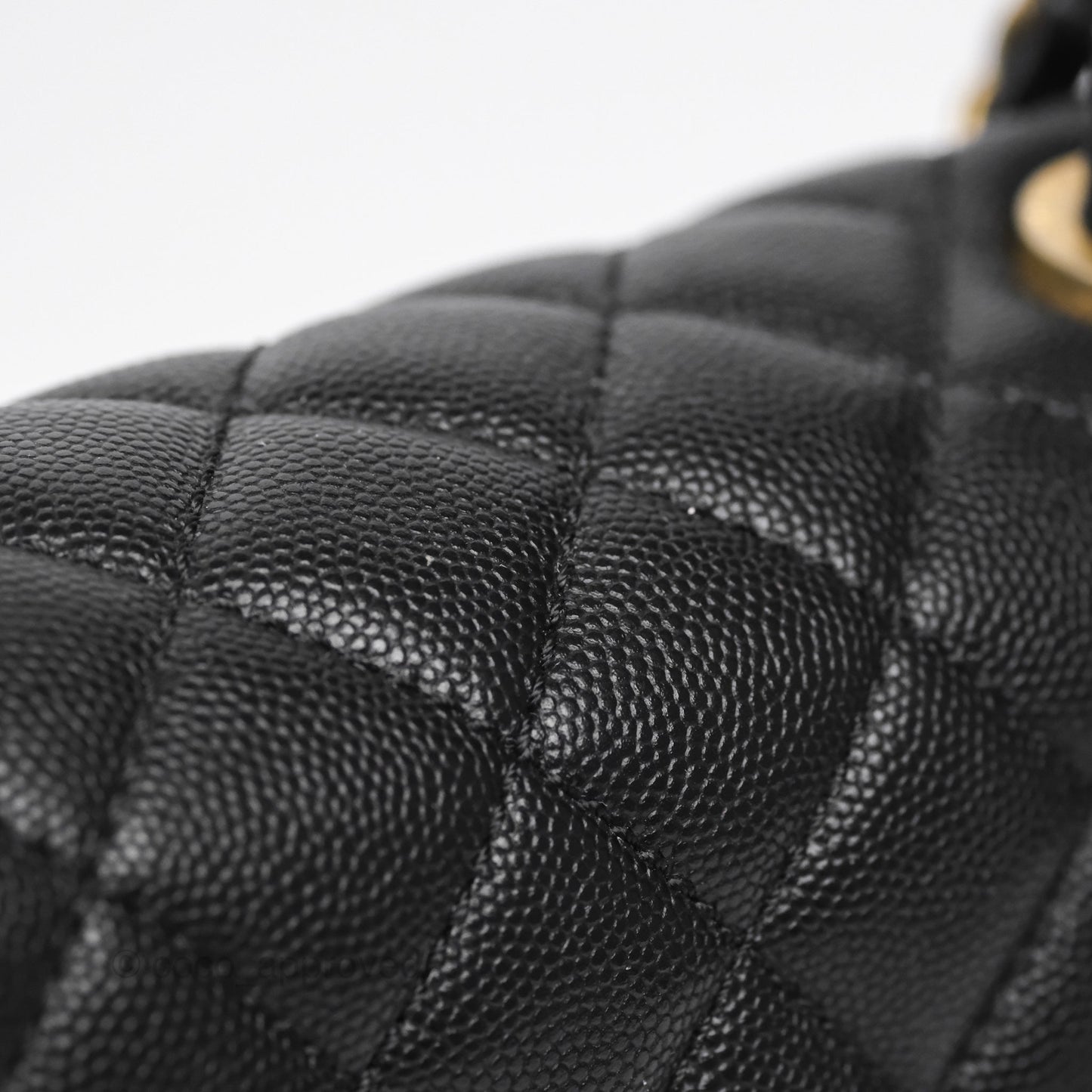 Chanel Medium Coco Handle Quilted Black Caviar Aged Gold Hardware