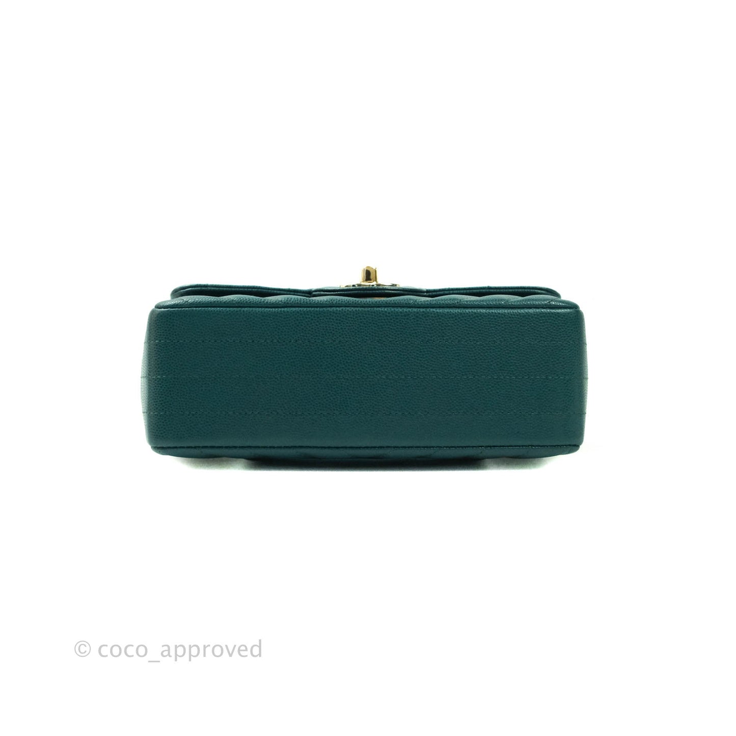 Chanel Chevron Mini Rectangular Caviar Flap Bag Dark Green Gold Hardware