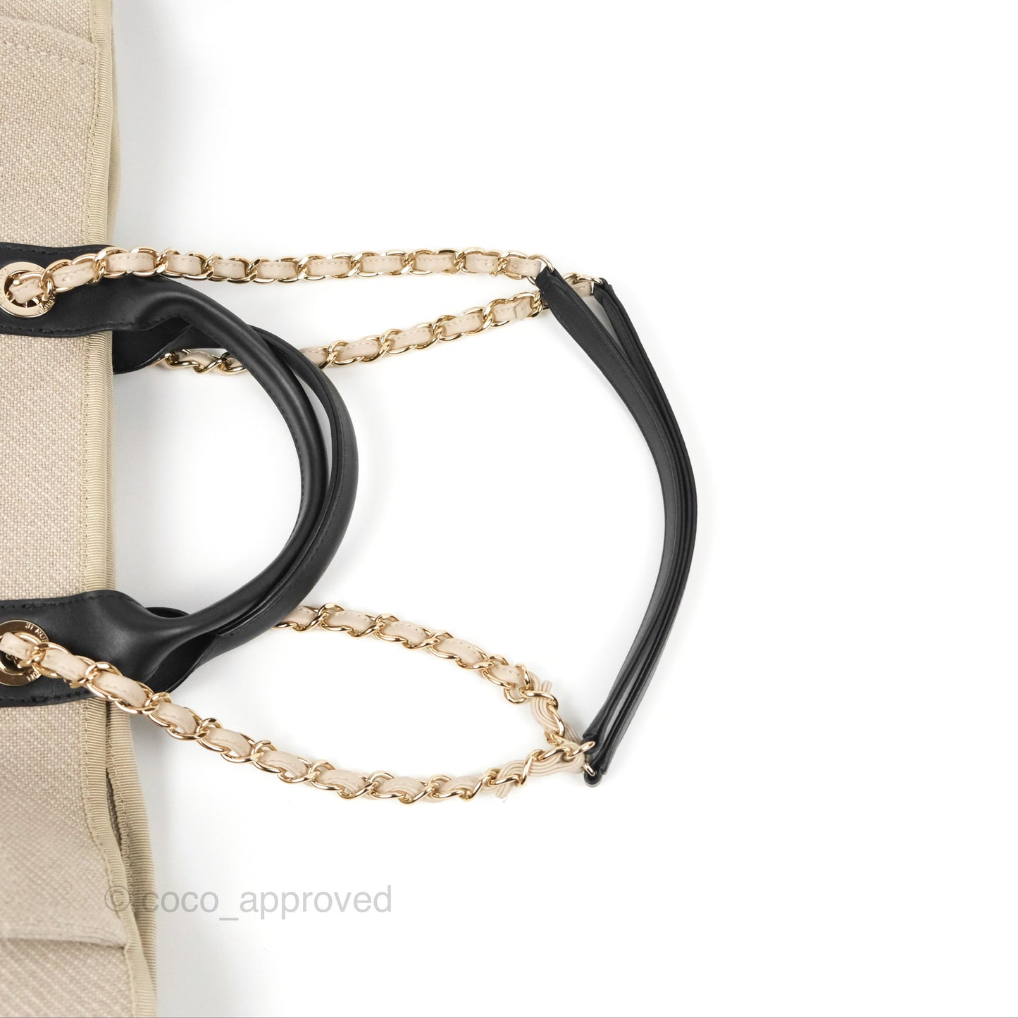 Chanel Large Deauville Black/Taupe Canvas Gold Hardware